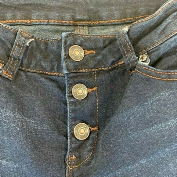 Delias Jeans Size 8 Womens Stretch Dark Wash Button Front Skinny - Picture 2 of 5